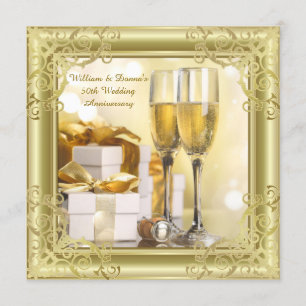 Gold Swirl 50th Wedding Anniversary Party Invitation