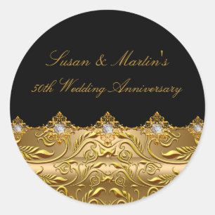 Gold Swirl 50th Wedding Anniversary Sticker
