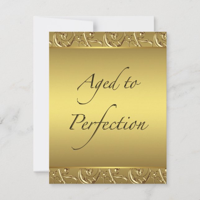 Gold Swirl Aged to Perfection Birthday Party Invitation (Front)
