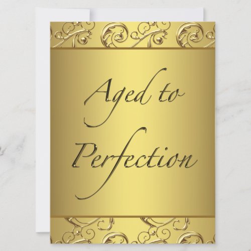 Gold Swirl Aged to Perfection Birthday Party Invitation