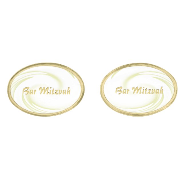 Gold Swirl BAR MITZVAH Cufflinks (Front)