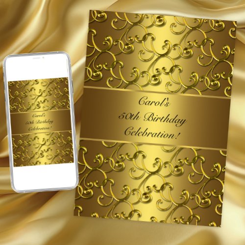 Gold Swirl Birthday Party Invitation