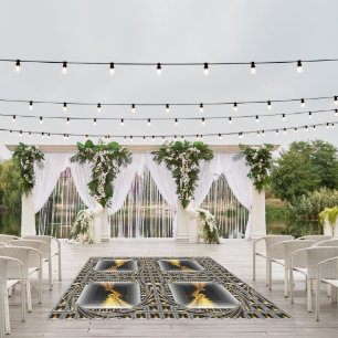 Gold Swirl Black Luxury Monochrome Indoor Outdoor Rug