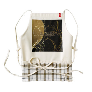 gold swirl,floral,black,chic,modern,design,elegant zazzle HEART apron