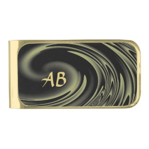 Gold Swirl Monogrammed Finish Money Clip