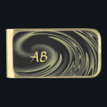 Gold Swirl Monogrammed Gold Finish Money Clip<br><div class="desc">Attractive abstract swirl design in gold and black.  This pin adds an elegant touch to your wardrobe.</div>
