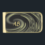 Gold Swirl Monogrammed Gold Finish Money Clip<br><div class="desc">Attractive abstract swirl design in gold and black.  This pin adds an elegant touch to your wardrobe.</div>