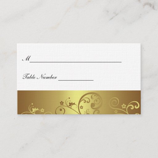 Customizable Gold Swirl Place Card Business Card Templates