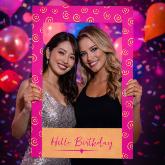 Gold Swirl Selfie Frame, Pink Custom Photo Frame
