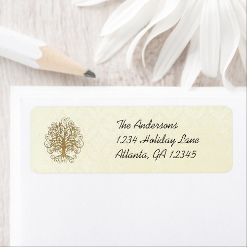 Gold  Swirl Tree  Labels