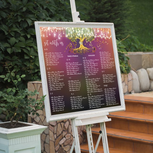 Gold Swirl Tree Purple Fairytale Magical Wedding Poster (Creator Uploaded)