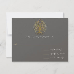 Gold Swirl Tree Roots of Love Wedding Invitation 2