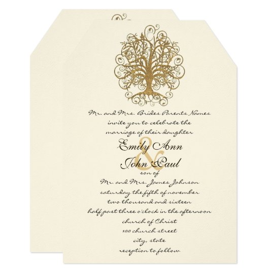 Gold Swirl Tree Wedding Invitation | Zazzle.com