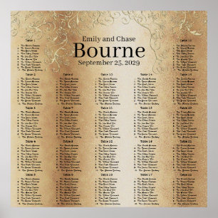 Gold Swirl Wedding Seating Chart