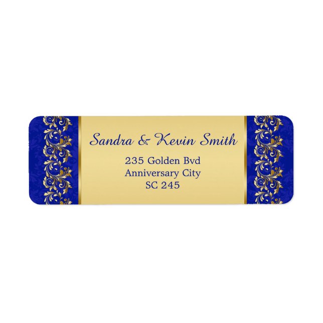 Gold swirls 50th Wedding Anniversary Address label (Front)