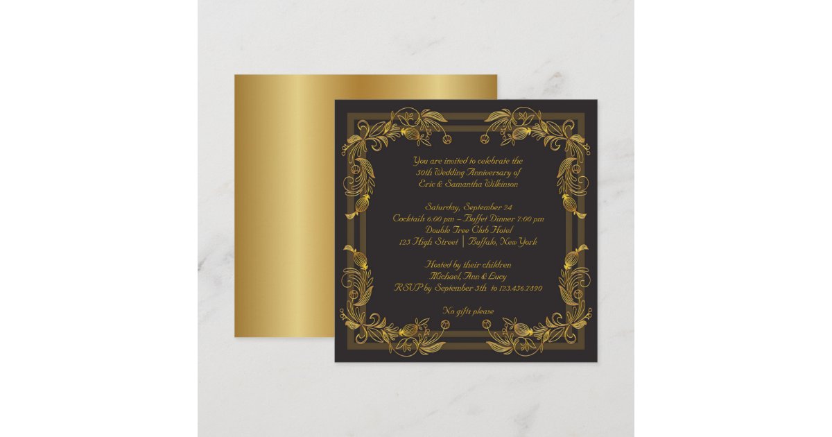 Gold Swirls 50th Wedding Anniversary Party Invitation | Zazzle