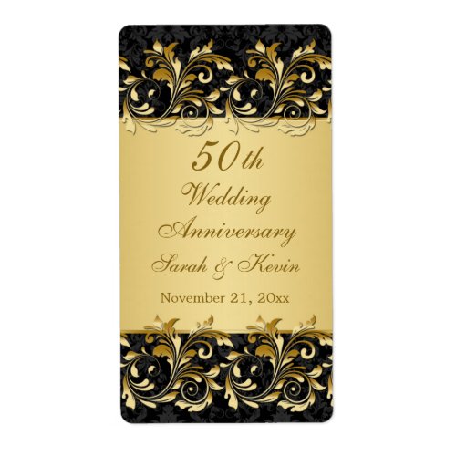 Gold swirls 50th Wedding Anniversary Wine