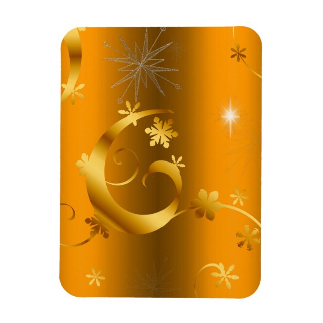 Gold Swirls and Stars Christmas Magnet (Vertical)