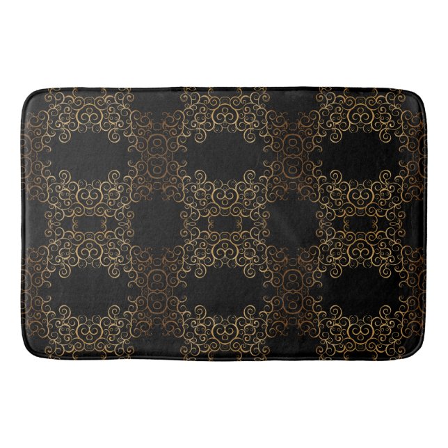 Gold Swirls Arabesque Bath Mat (Front)