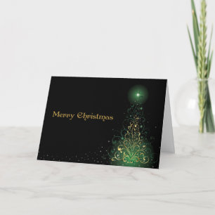 Gold Swirls Christmas Tree Christmas Card