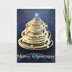 Gold Swirls Christmas Tree Christmas Card