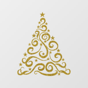 Gold Swirls Christmas Tree Floor Decals