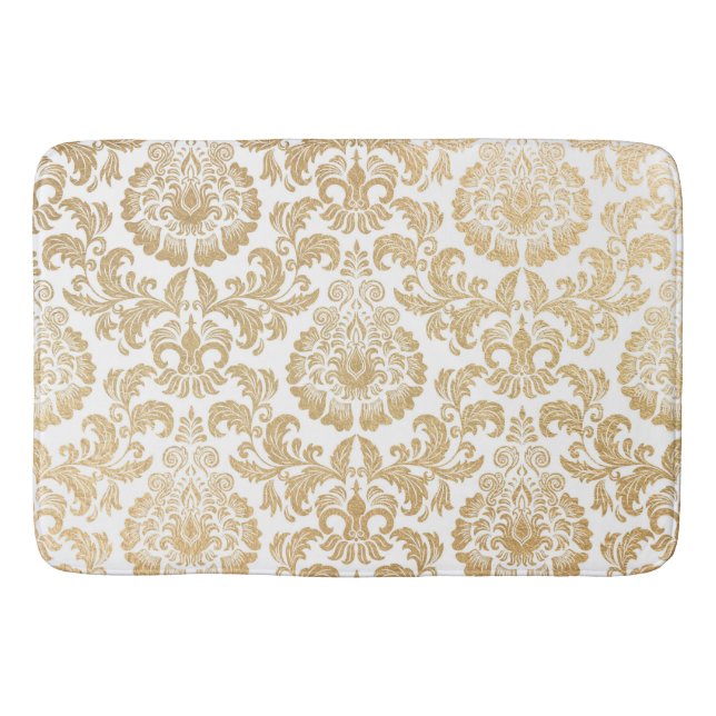 Gold swirls damask bath mat (Front)