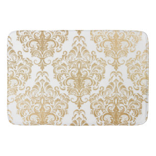 Gold swirls damask bathroom mat