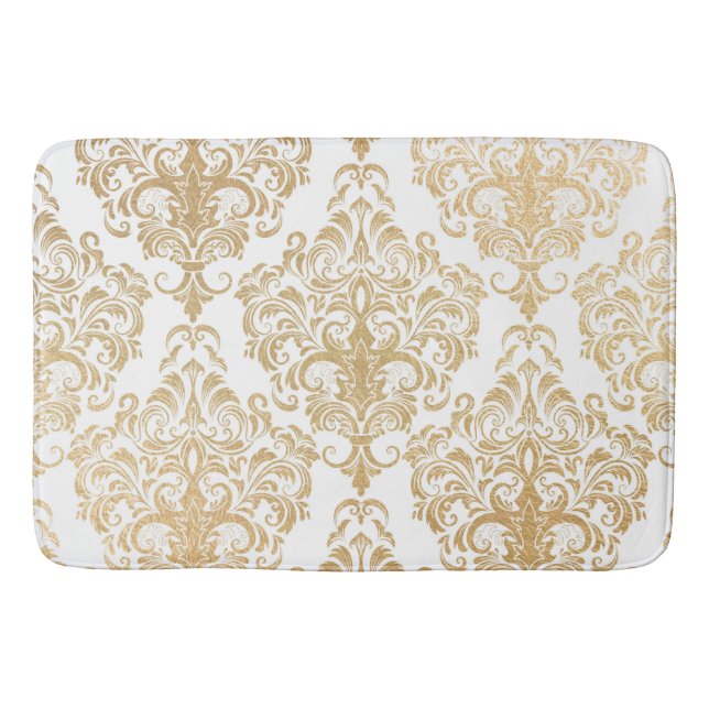 Gold swirls damask bathroom mat (Front)