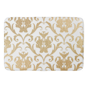 Gold swirls damask bathroom mat