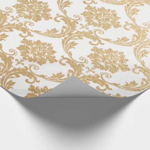 Gold swirls damask wrapping paper Zazzle