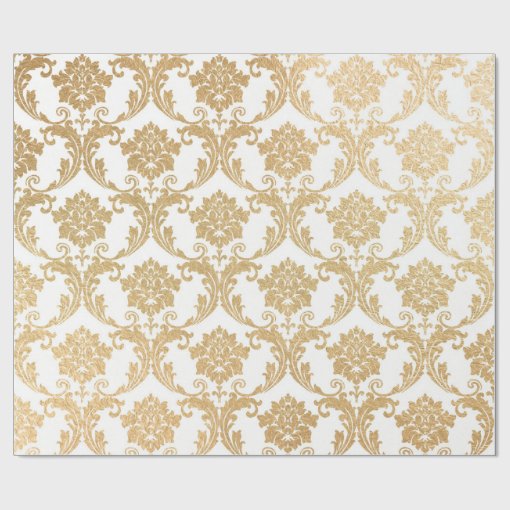 Gold swirls damask wrapping paper Zazzle