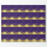 Gold Swirls & Dark Purple Wrapping Paper