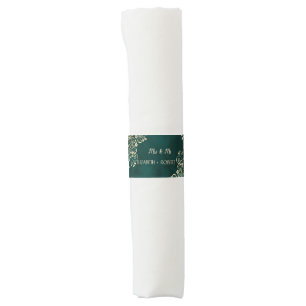 Gold Swirls Emerald Green Wedding  Napkin Bands