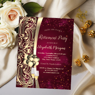 Gold Swirls Glas,High Heels Retirement Invitation