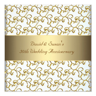 Gold Swirls Gold 50th Wedding Anniversary Party Card