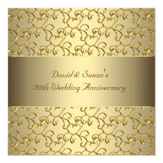 Gold Swirls Gold 50th Wedding Anniversary Party Card