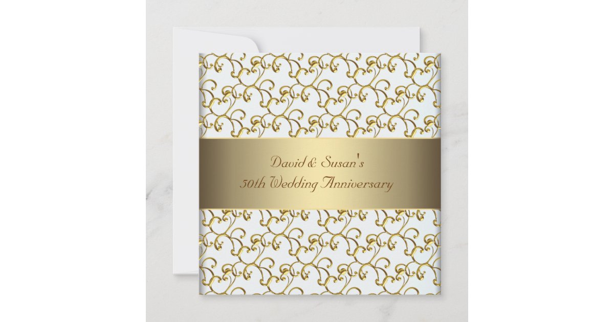 Gold Swirls Gold 50th Wedding Anniversary Party Invitation | Zazzle