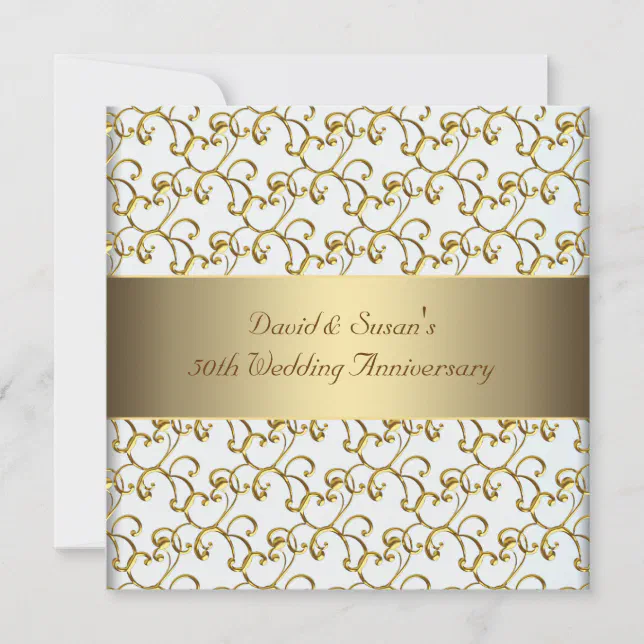 Gold Swirls Gold 50th Wedding Anniversary Party Invitation | Zazzle