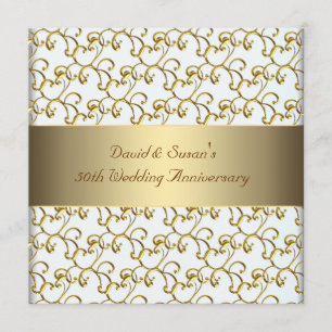 Gold Swirls Gold 50th Wedding Anniversary Party Invitation