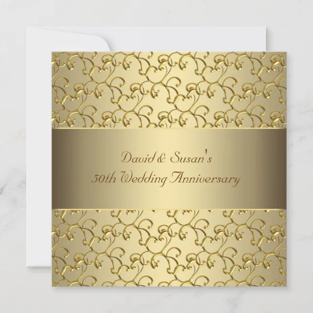 Gold Swirls Gold 50th Wedding Anniversary Party Invitation | Zazzle