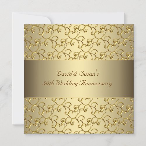 Gold Swirls Gold 50th Wedding Anniversary Party Invitation