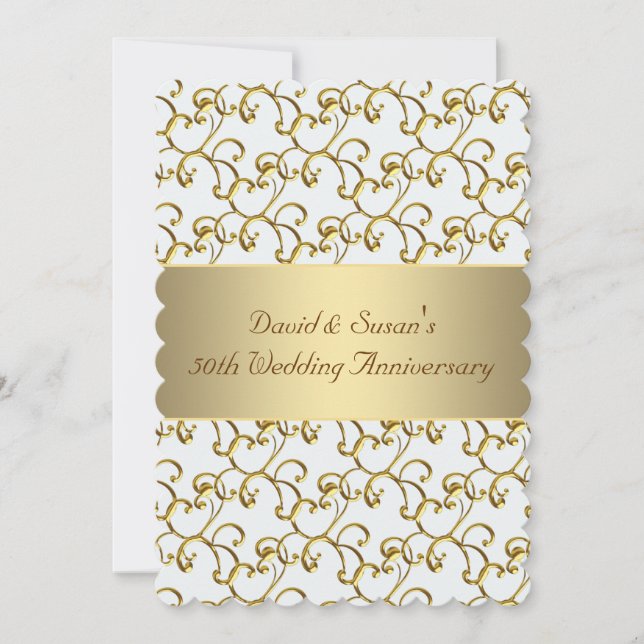 Gold Swirls Gold 50th Wedding Anniversary Party Invitation (Front)