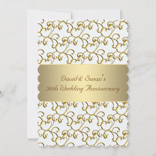 Gold Swirls Gold 50th Wedding Anniversary Party Invitation