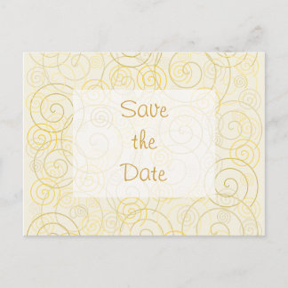 Gold Swirls Save the Date Postcard