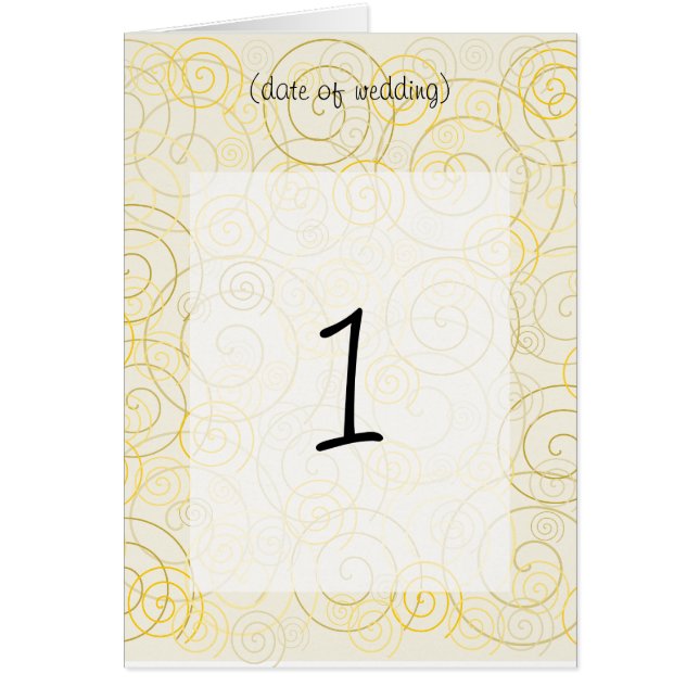 Gold Swirls Table Number Card (Front)