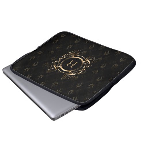 Gold Swirly Frame With Back  Gold Damasks Laptop Sleeve