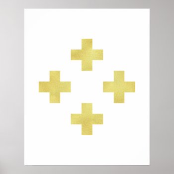 Gold Swiss Cross Art Print Modern Minimalist Foil by MercedesP at Zazzle