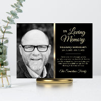 Gold Sympathy Funeral Memory THANK YOU Photo