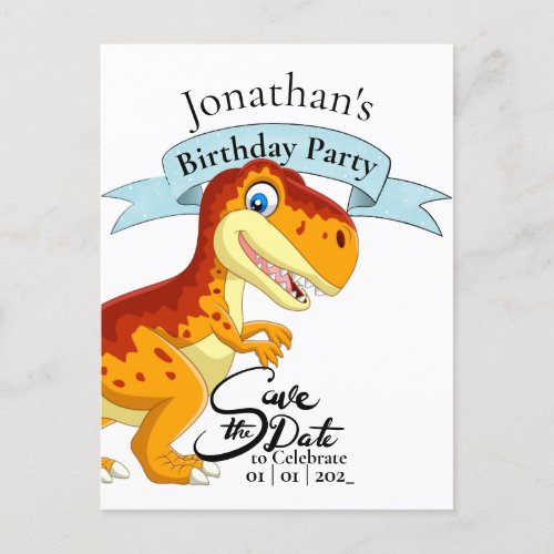 Gold T Rex Happy Birthday Boy Postcard